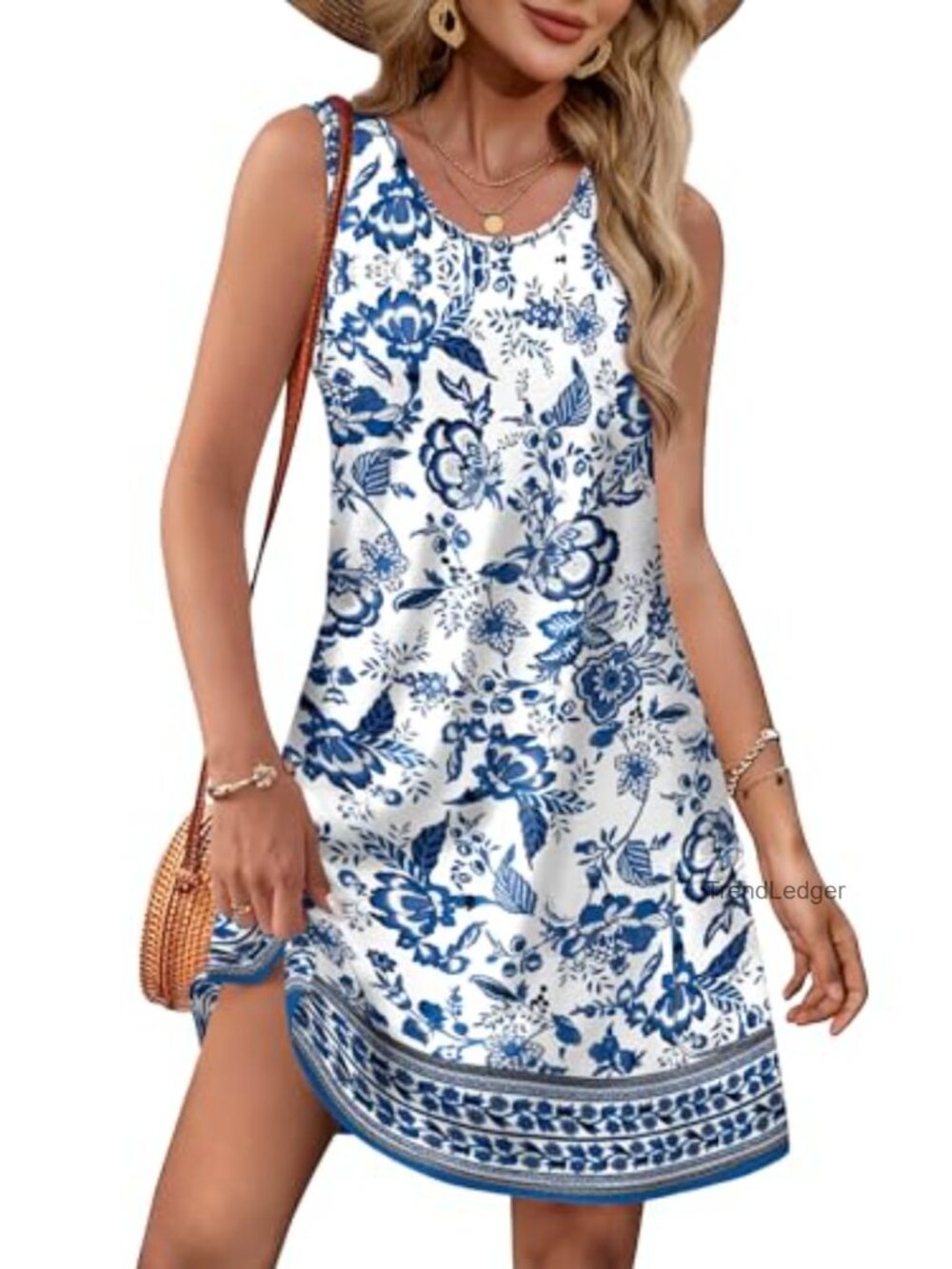 Women's Sleeveless Sundress Above Knee A-Line Beach Cover Up Casual Dress